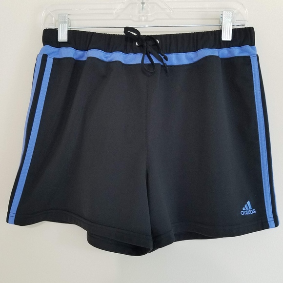 Adidas Black & Periwinkle Blue Stripe Shorts - Picture 2 of 4